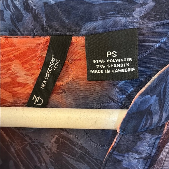 New Directions Blue and Orange Fitted Blouse Size SP - Picture 2 of 5